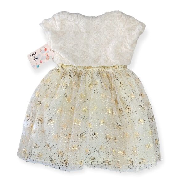 MIA AND MIMI Special Occasion Toddler Dress 24 Months Tulle Lined Ivory Gold - Picture 12 of 13